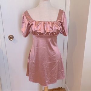 NWT H&M Pink Satin Milkmaid Babydoll Dress
